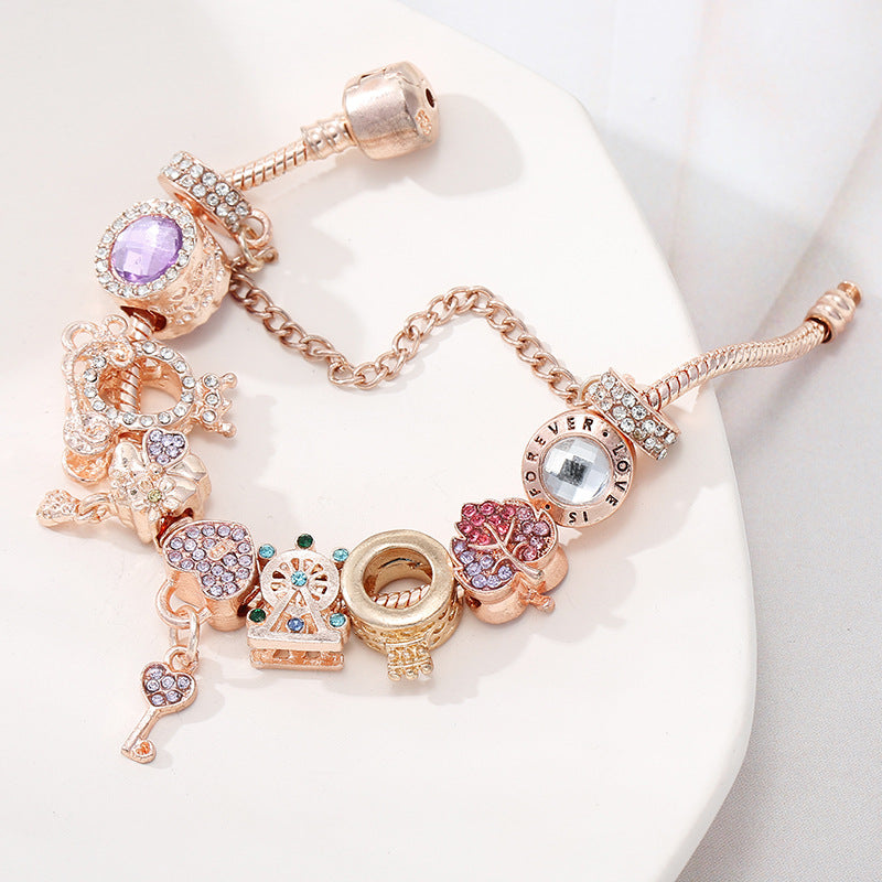 Full Set LIMITED EDITION Rose Gold Lioness Leopard & Fairy Tale Charm Bracelets 925 Sterling Silver Hypoallergenic Gifts