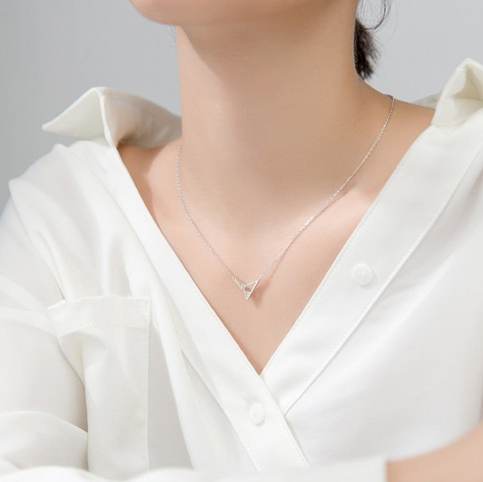 925 sliver fashion and temperament geometric triangle pendant necklace women