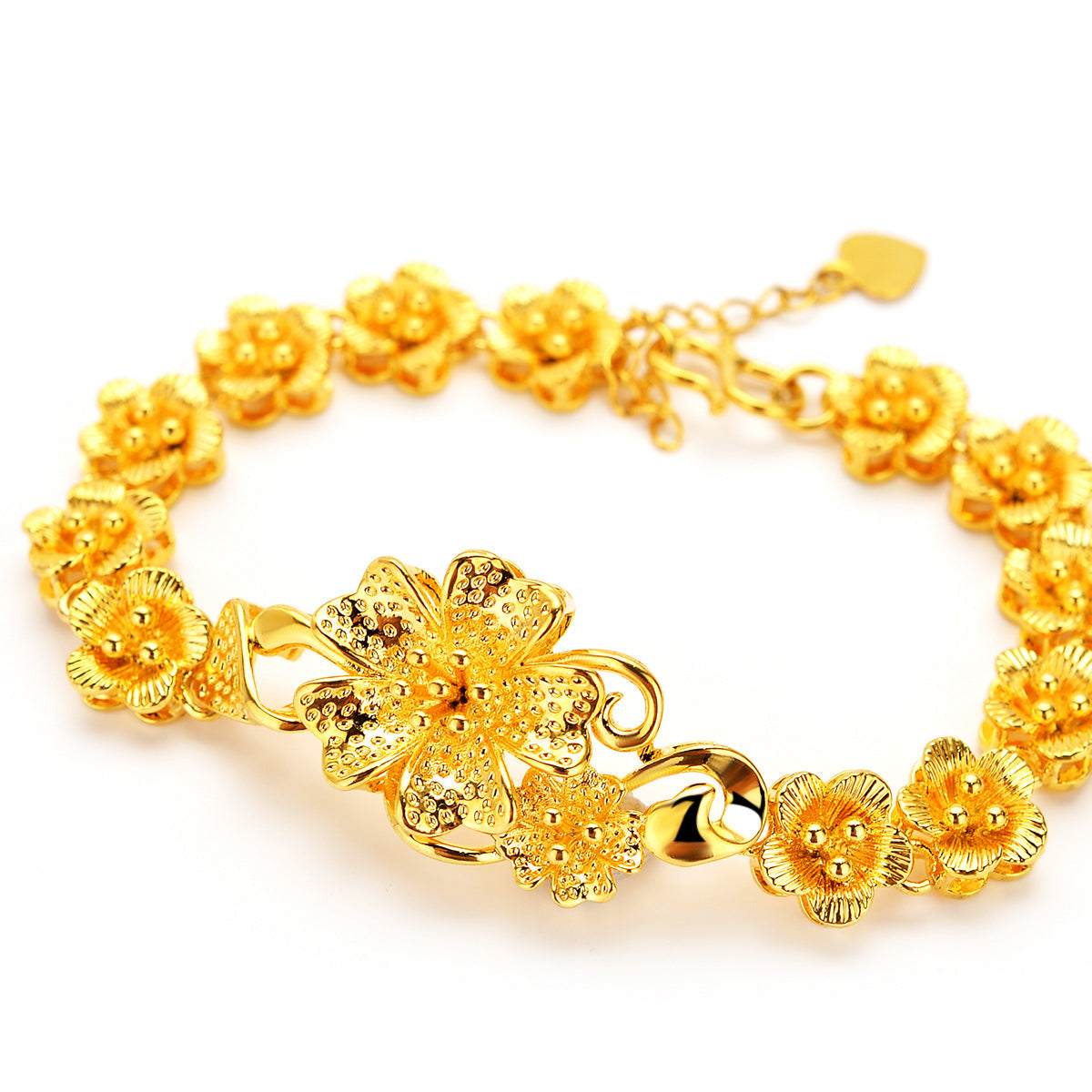24k Gold plated Flower Charm Bracelet Vietnam Gold Bracelet For Women