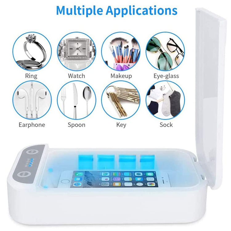 K - UVC Sanitizer Box UV Sterilizer 99% Cell phone charging case Aromatherapy USB Charging White