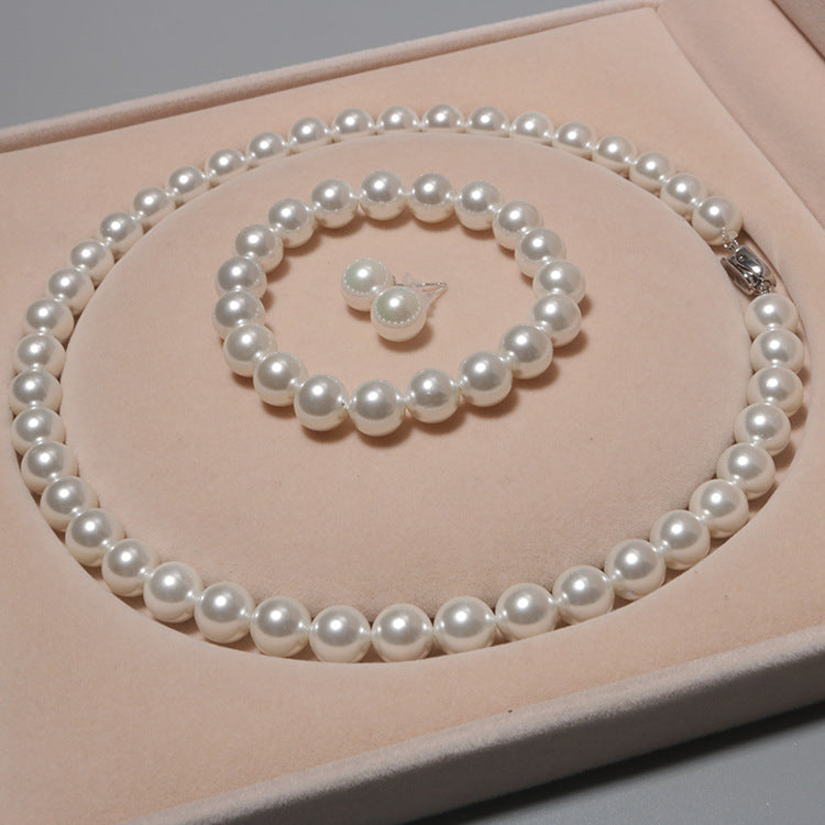 PA - Real Pearl Full Set Fresh Water Pearls Necklace Bracelet Earring Celeste 925 Sterling Silver White Round Pearls gift box