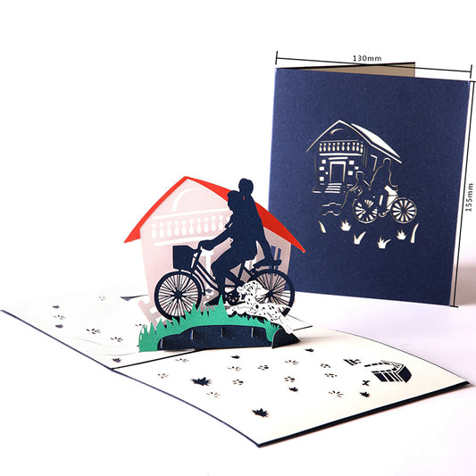 C - Father's Day Thank You Postcards 3D Pop up Handmade Paper Laser Cutting Greeting Cards