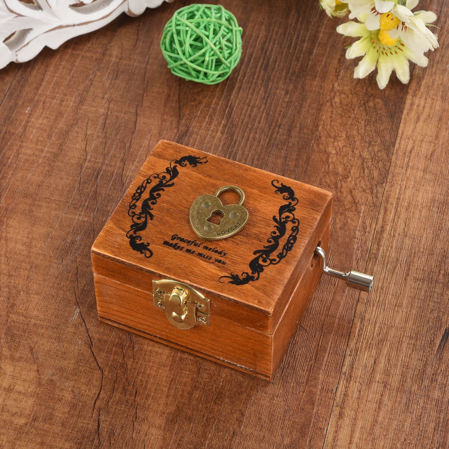 Wood Music Box Handwinde Fun Learning Frozen Eiffle Tower Black Castle Opera Butterfly Heart Lock