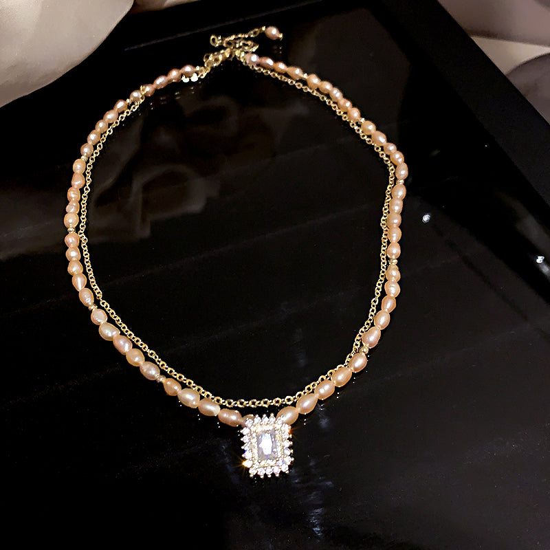 S - Real Gold Plated Two Layer Pearl Necklace