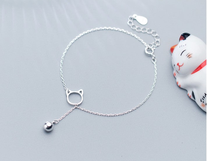 925 Sterling Silver cute cat Necklaces and Bracelet Animal Jewelry for Girls