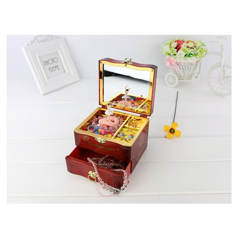 Music Box Dancing Ballerina Jewelry Storage Old Timer Vintage Retro Style Home Decor Musical Gift Toy
