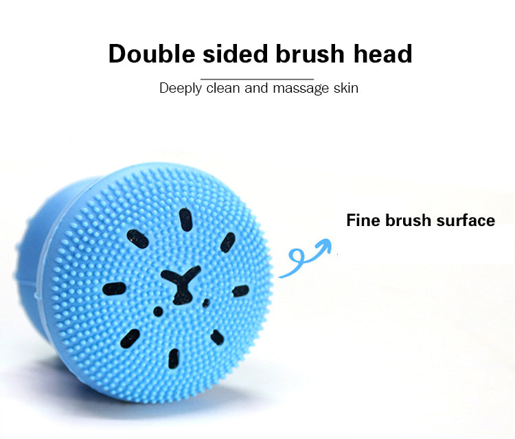 A - Cute Skin Cleanser Brush Exfoliating Makeup Scrubber Pink Purple Blue Green Octopus silicone