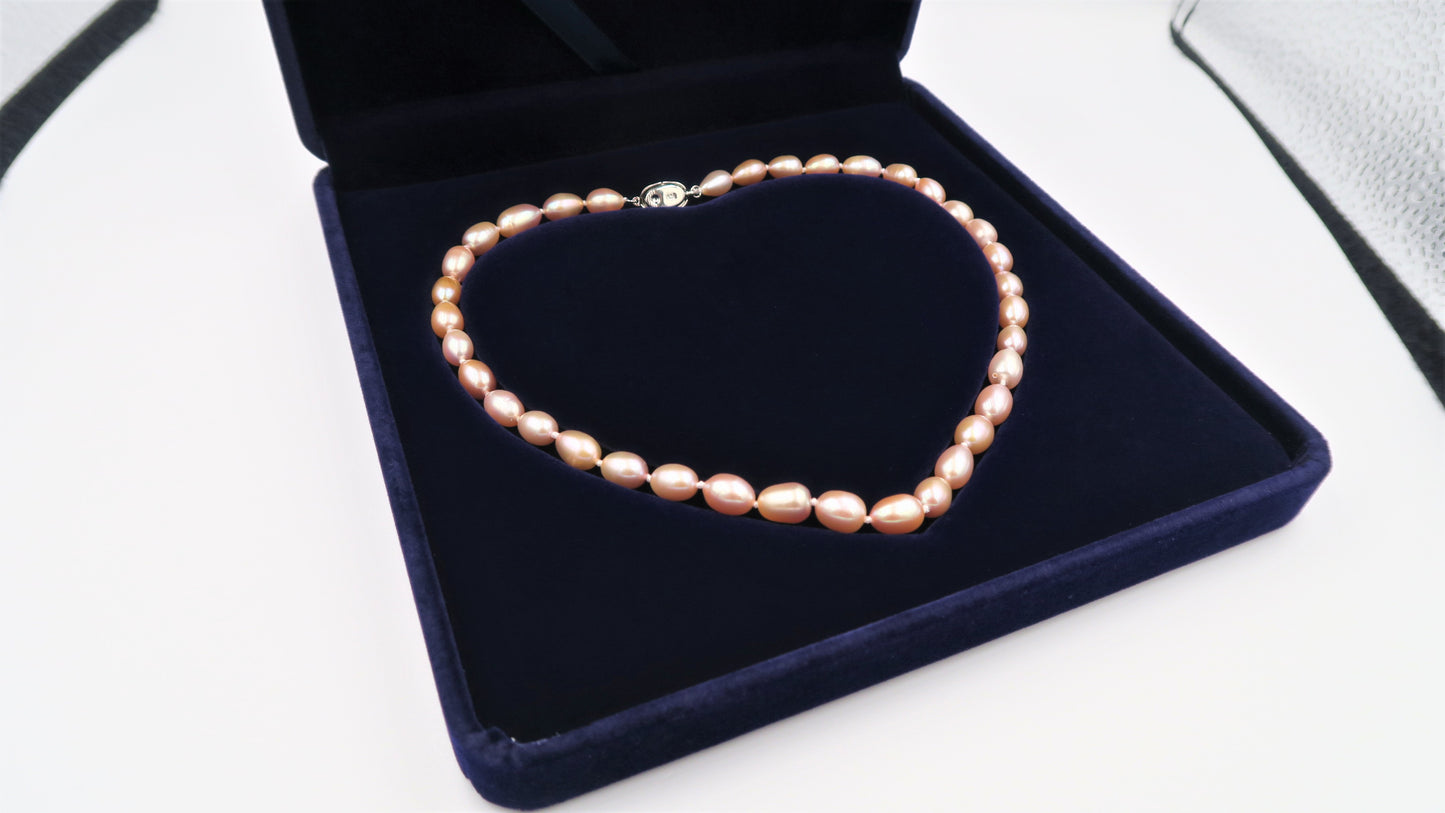 PC - Real Pearl Full Set Purple Pink Pearls Necklace Bracelet Earring Drop Rice Shape Celeste 925 Sterling Silver gift