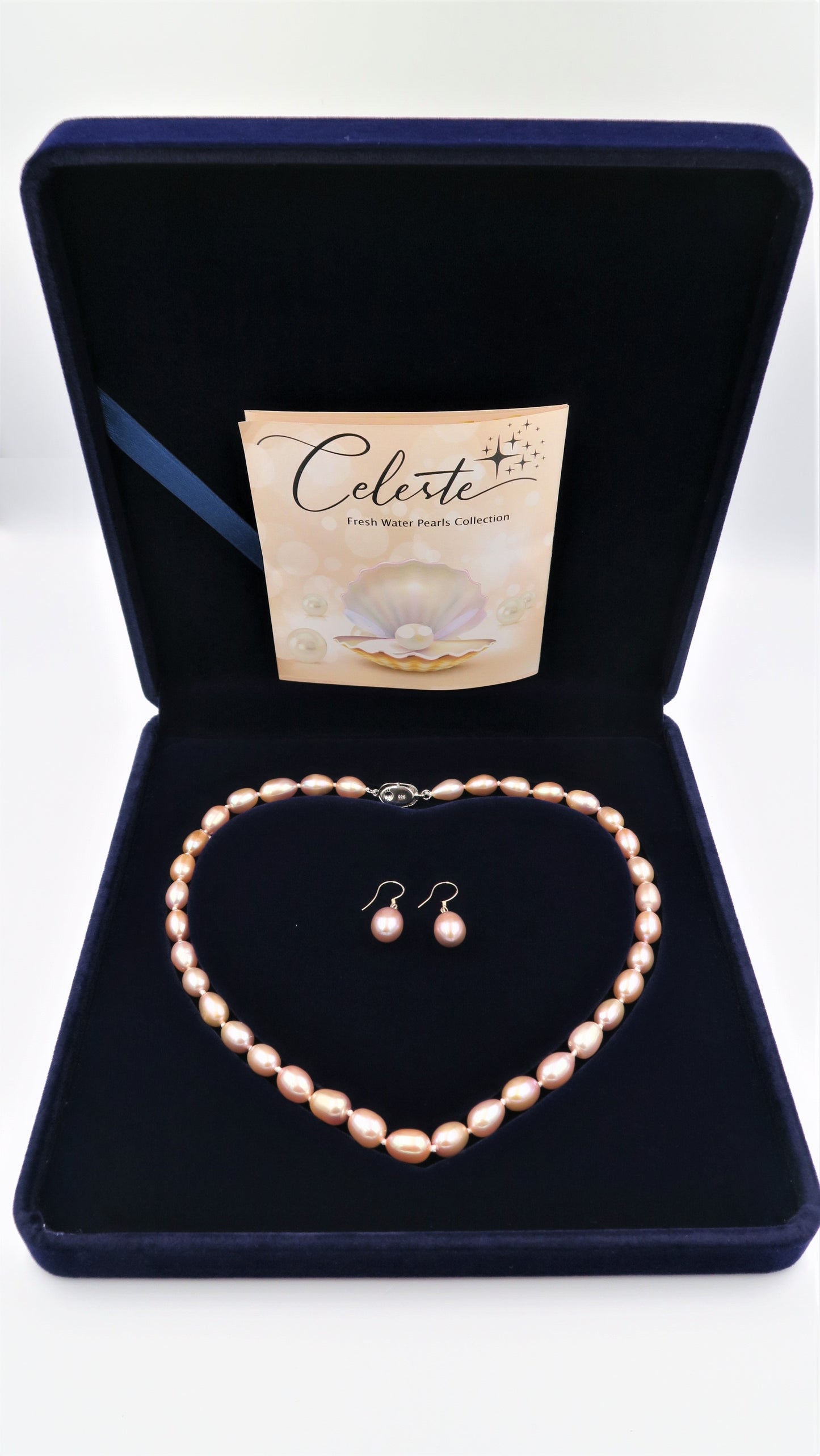 PC - Real Pearl Full Set Purple Pink Pearls Necklace Bracelet Earring Drop Rice Shape Celeste 925 Sterling Silver gift