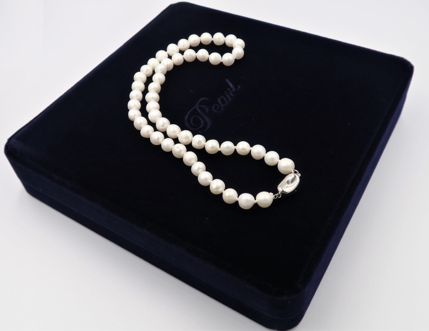 PA - Real Pearl Full Set Fresh Water Pearls Necklace Bracelet Earring Celeste 925 Sterling Silver White Round Pearls gift box