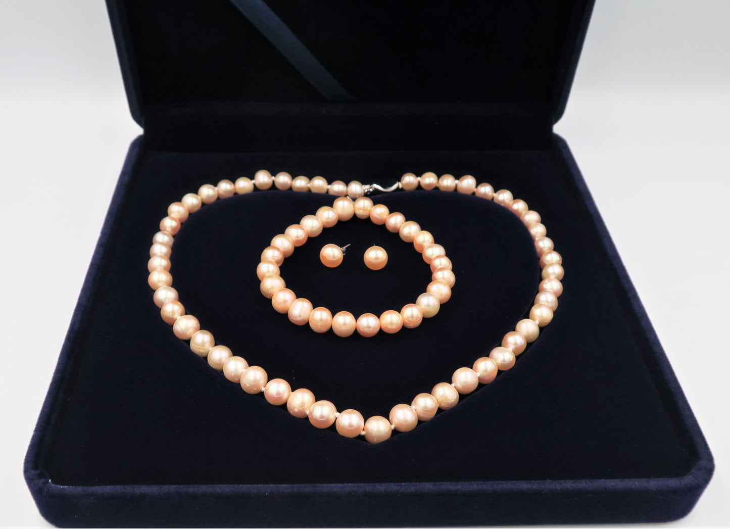 PA - Real Pearl Full Set Pink Necklace Bracelet Earring Celeste 925 Sterling Silver Pearls gift box