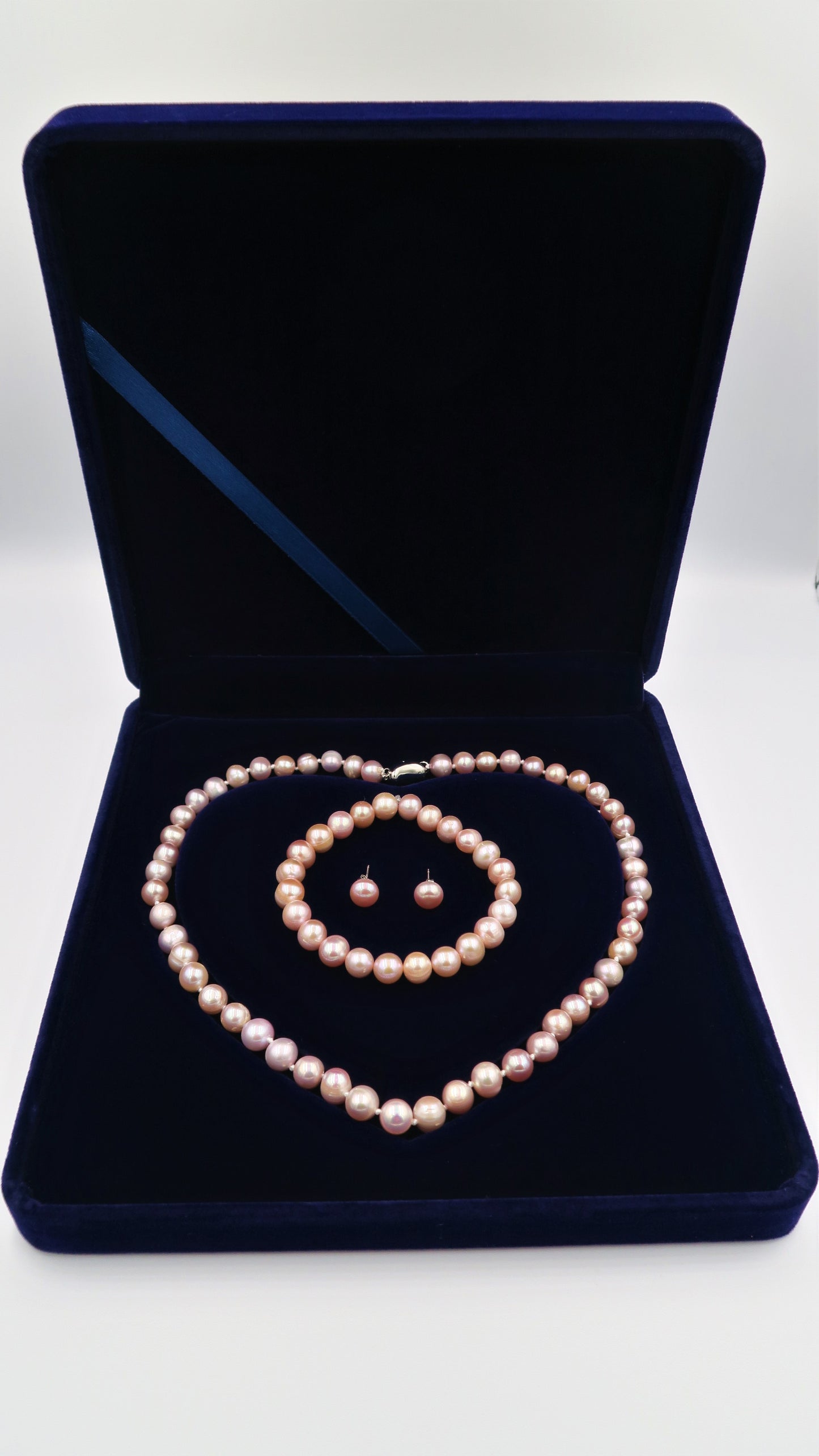 PA - Real Pearl Full Set Purple Necklace Bracelet Earring Celeste 925 Sterling Silver Pearls gift box