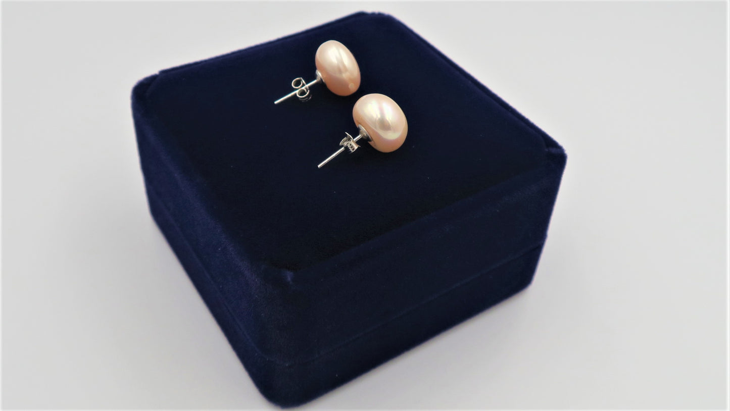 PD - Real Pearl Earrings Celeste Collections Pink Round Pearls Earring 925 Sterling Silver gift box