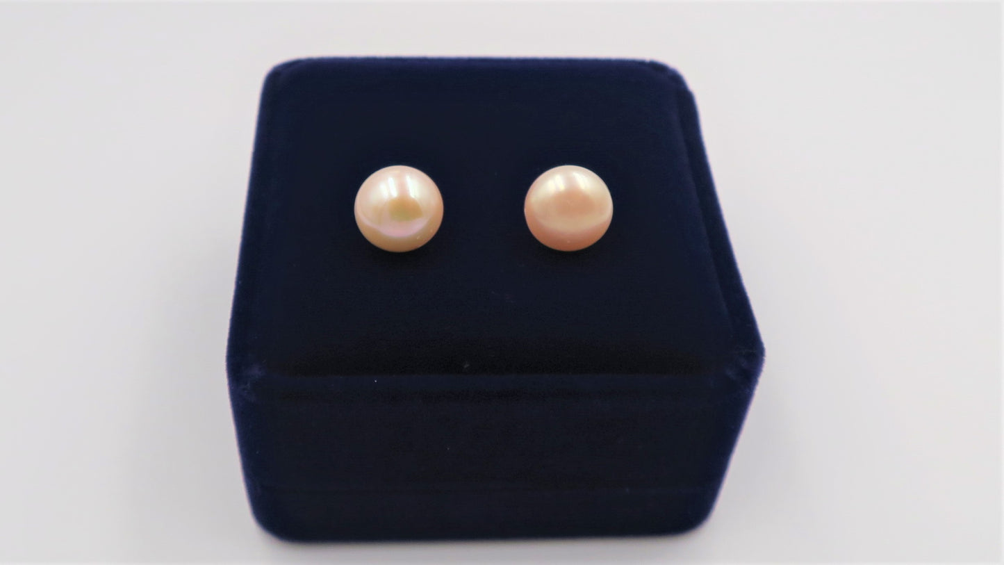 PD - Real Pearl Earrings Celeste Collections Pink Round Pearls Earring 925 Sterling Silver gift box