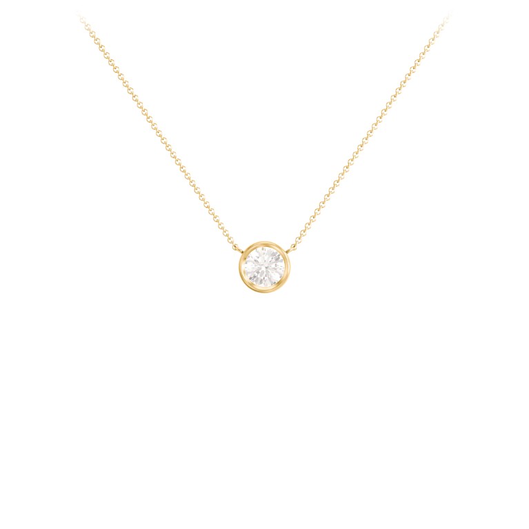 C - 14K Gold Plated Dainty Crystal Necklace Pendant Stainless Steel Base Elegant Gift