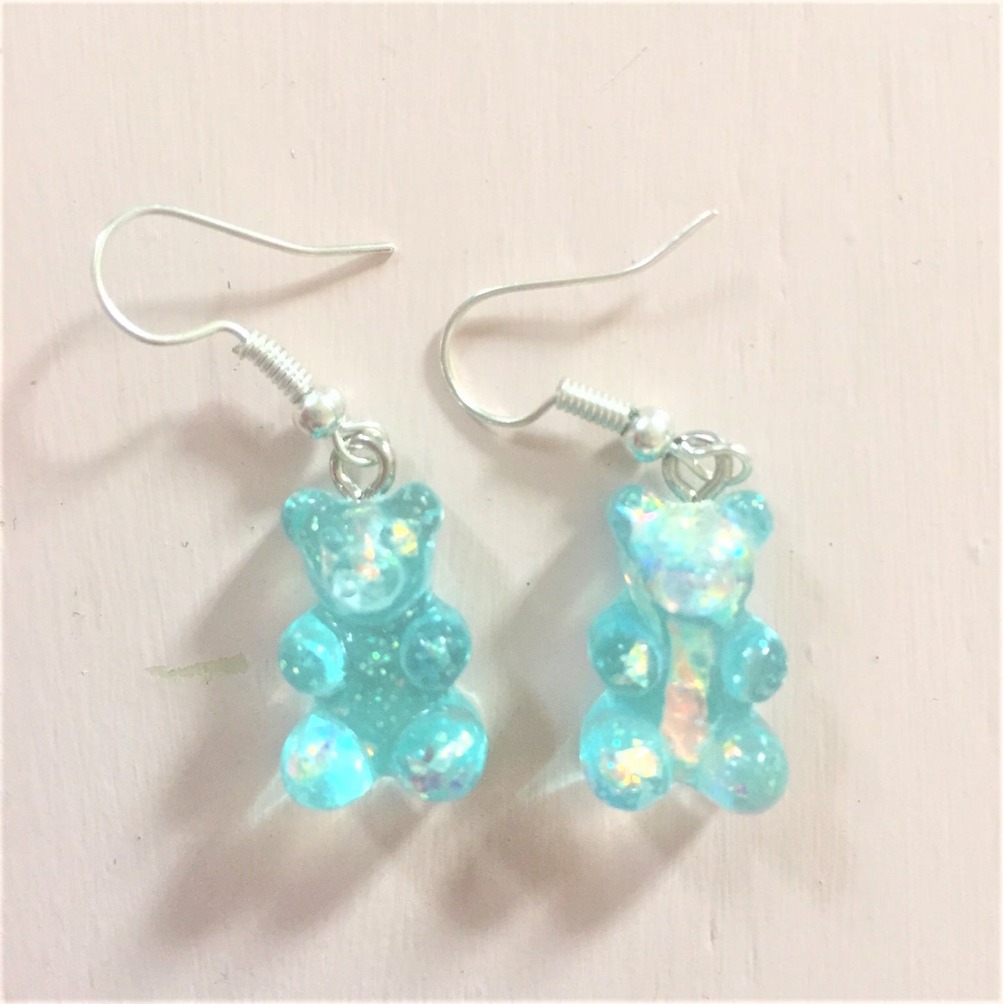SSX - Gummy Bear Charm Earrings Teddy Sparkles Resin Handmade Hook Dangle Stud Earring Gift Kids Teens Adults