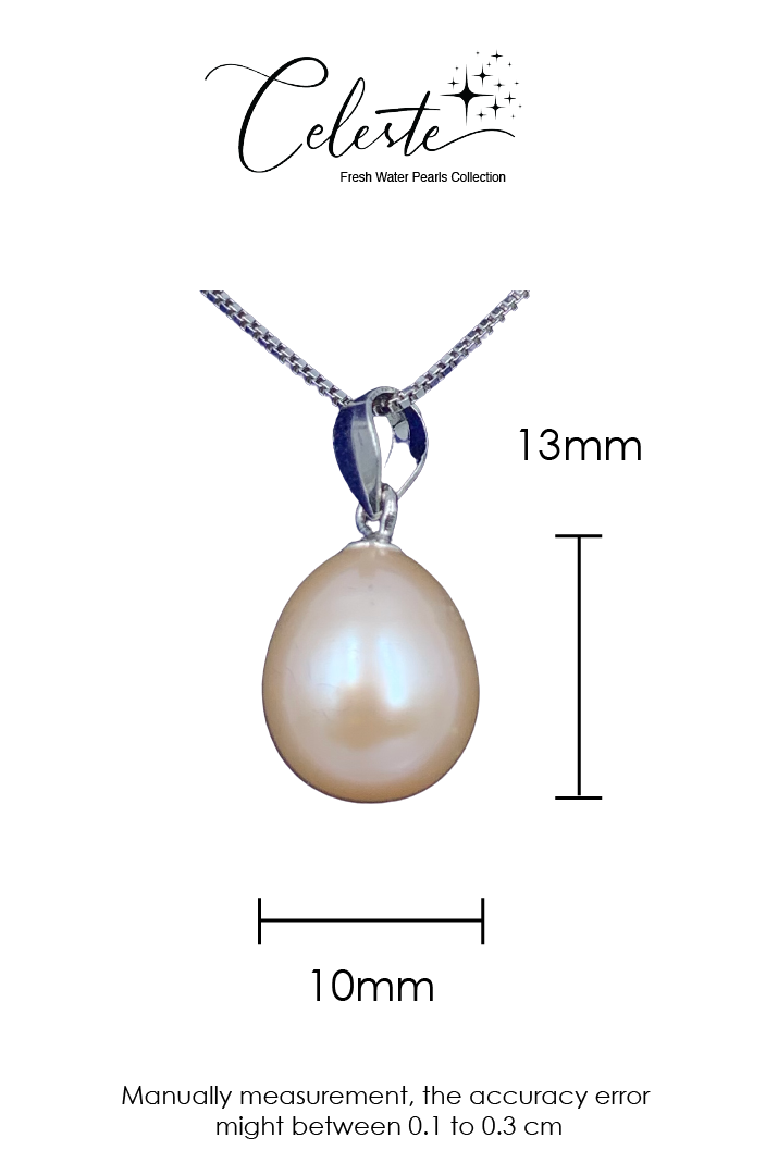 PA - Real Drop Pearl Pendant With 925 Sterling Silver Chain Necklace White, Pink, or Purple Celeste 925 Fresh Water Pearls Collection Sterling Silver gift box