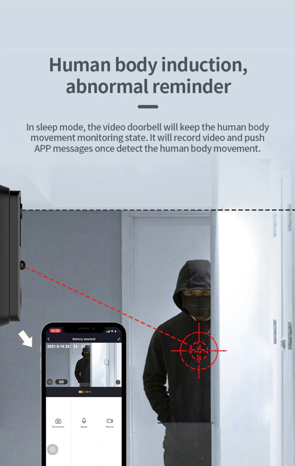 P - Tuya Smart Phone App 1080P WiFi Video Smart Wireless Doorbell With Chime And Rechargeable Batteries For Phone Home Security