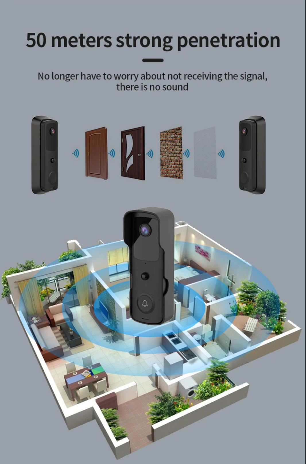 P - Tuya Smart Phone App 1080P WiFi Video Smart Wireless Doorbell With Chime And Rechargeable Batteries For Phone Home Security