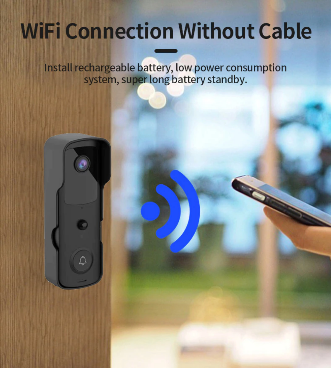 P - Tuya Smart Phone App 1080P WiFi Video Smart Wireless Doorbell With Chime And Rechargeable Batteries For Phone Home Security