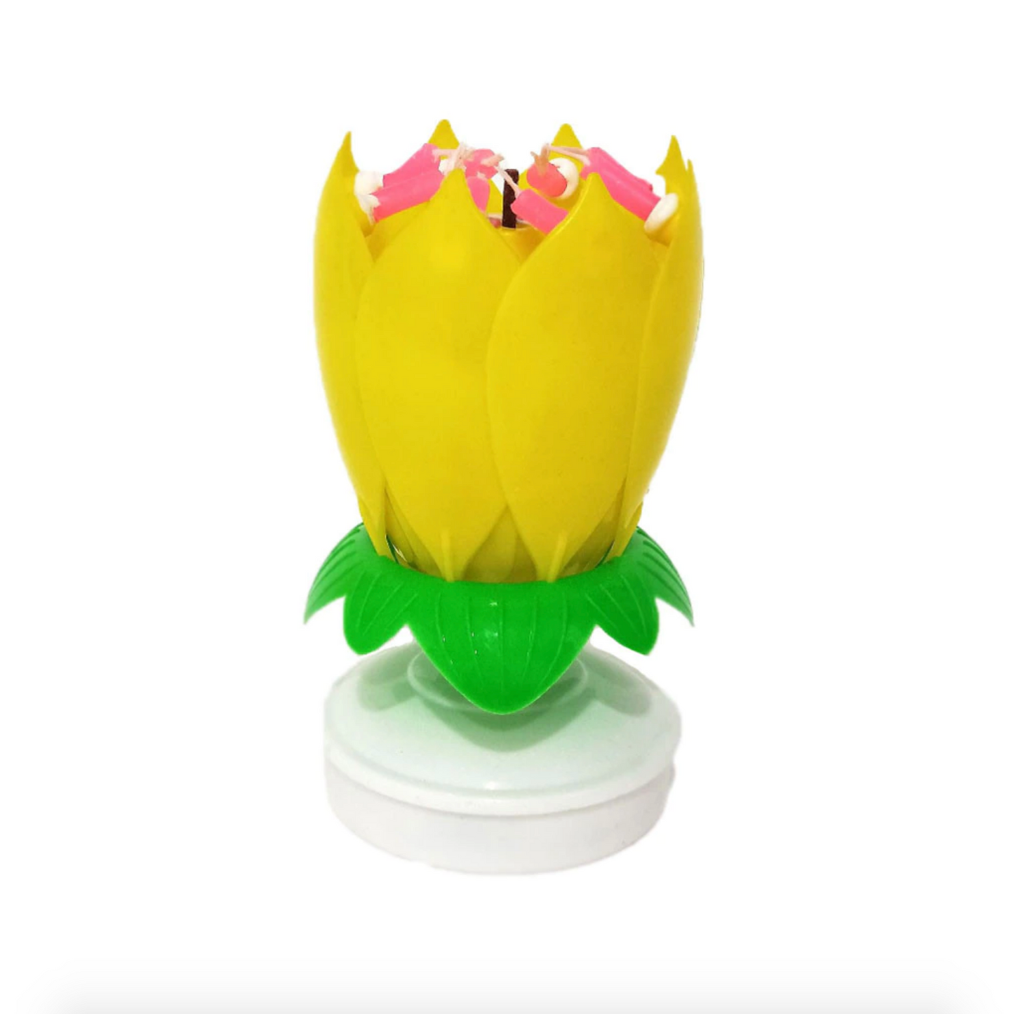 Pink Lotus Birthday Candle Musical Rotating Singing Music Happy BDay Flower Light Candles