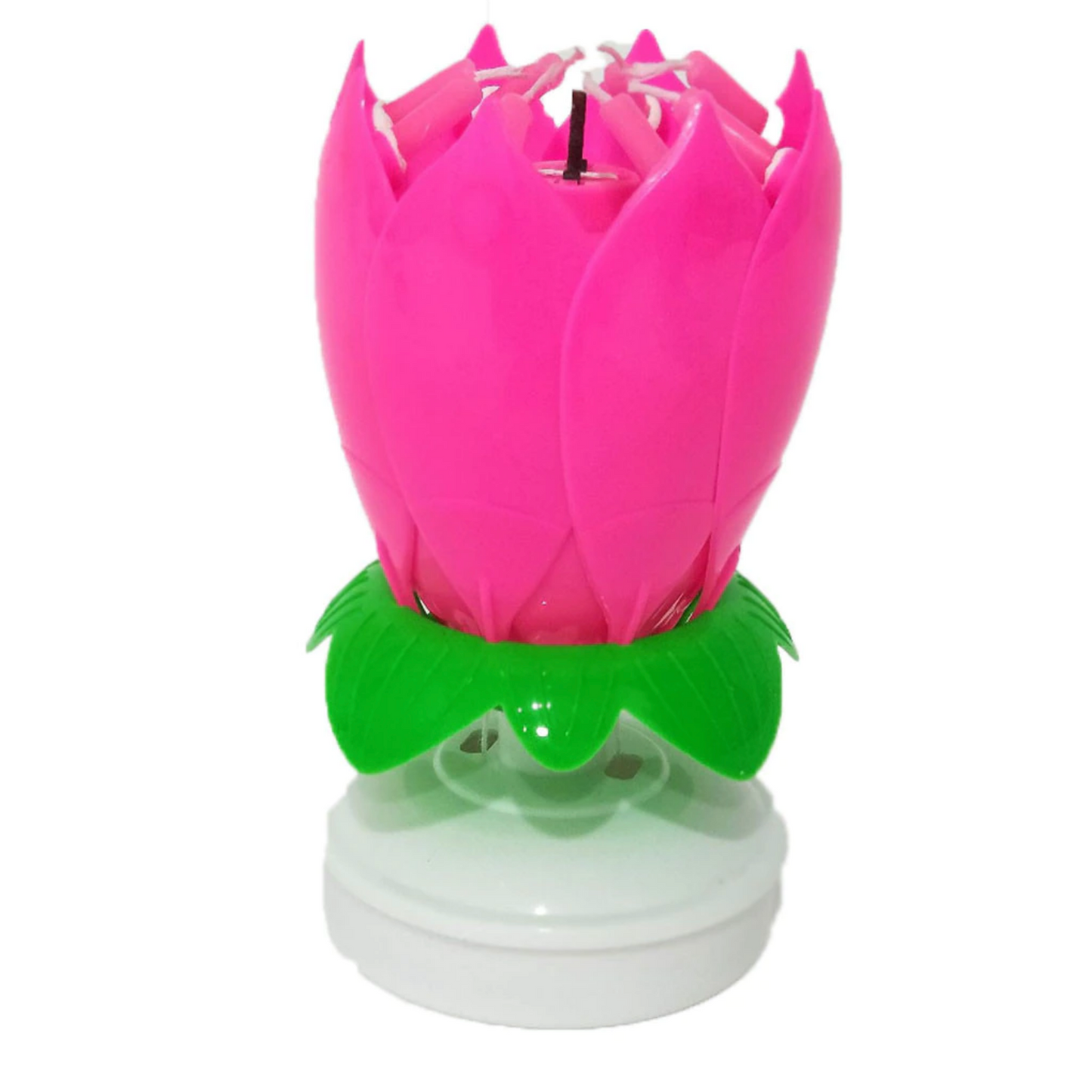 Pink Lotus Birthday Candle Musical Rotating Singing Music Happy BDay Flower Light Candles