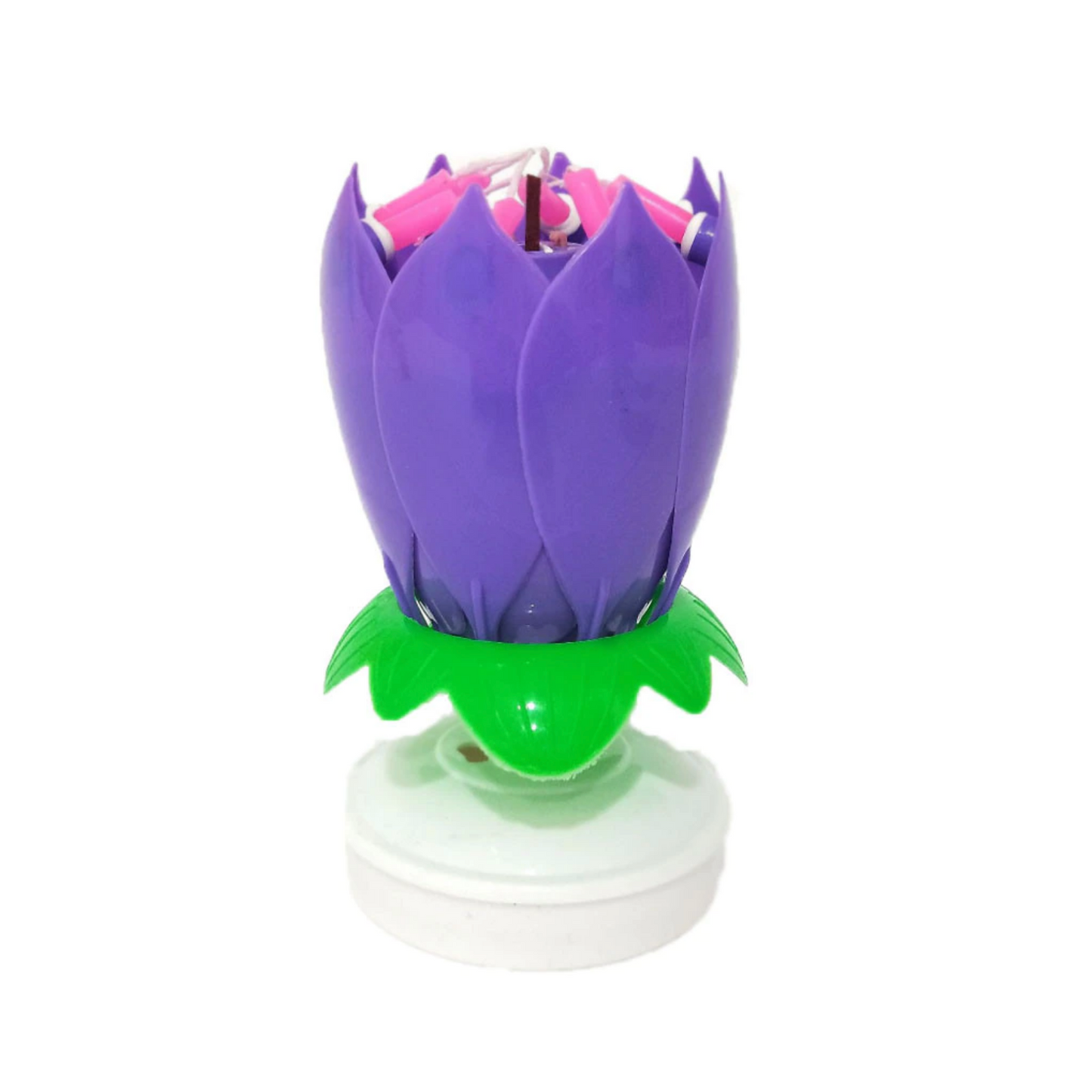 Pink Lotus Birthday Candle Musical Rotating Singing Music Happy BDay Flower Light Candles