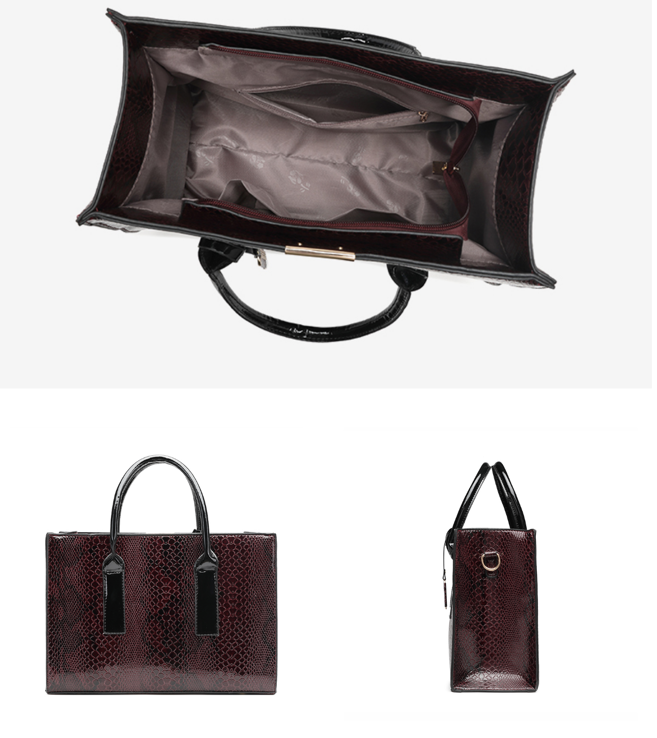 Snake Pattern PU Leather Casual Tote Ladies Fashion Document Hand bags