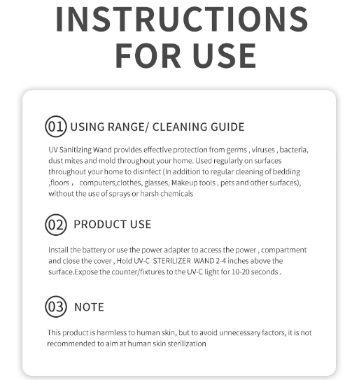 P - Handheld UVC Sanitizer Wand UV Sterilizer 99.9% Sterilization Cordless Battery