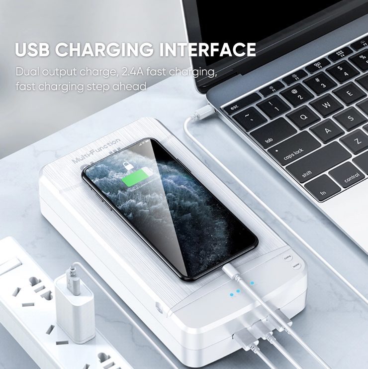 K - UVC Sanitizer Box UV Sterilizer 99% Cell phone charging case Aromatherapy USB Charging White Black