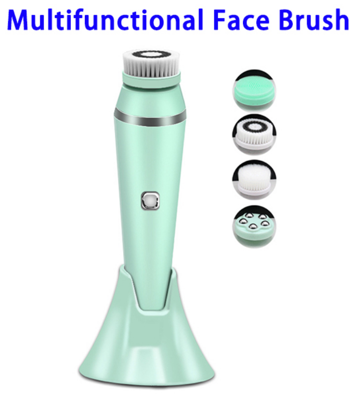 A - 4 in 1 Facial Cleansing Device Brush Set Rechargeable Spa Skin Care Exfoliator