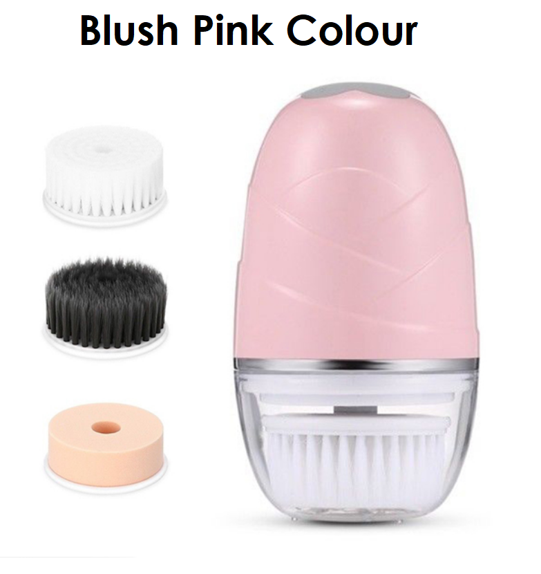 A - 3 in 1 Face Cleansing Rechargeable Rotating Brush Exfoliator Spin Facial Set Gold Pink Rose White