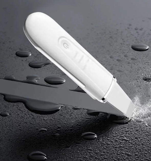 A - Ultrasonic Facial scrubber face spatula cleansing device blackhead remover