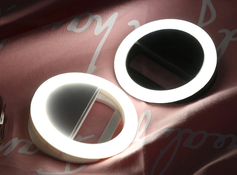 K - Circle Ring Light Clip USB Rechargeable 3 Levels Brightness for Cellphone, Laptop, Selfies