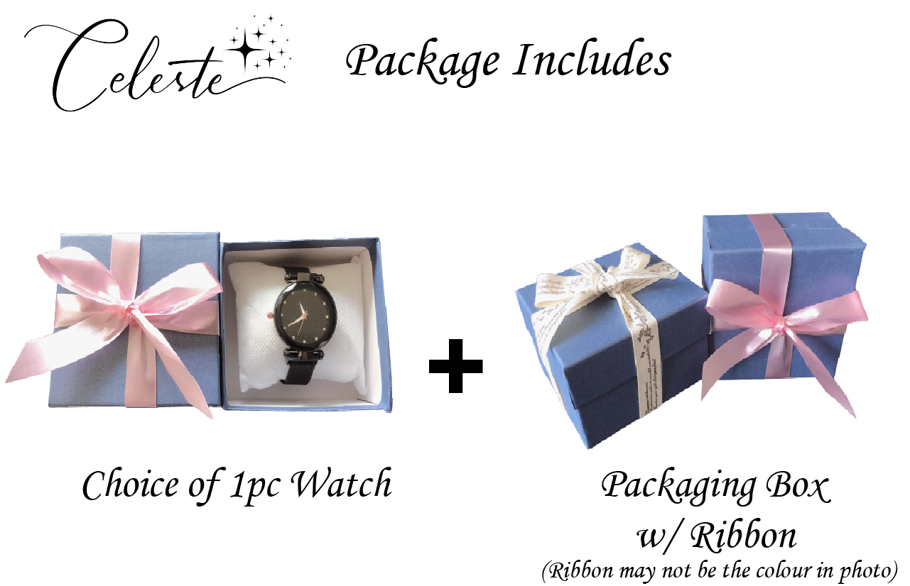 Star Dust Crystal Watch Adjustable Stainless Steel Bracelet Rose Gold, Black, Blue and Purple