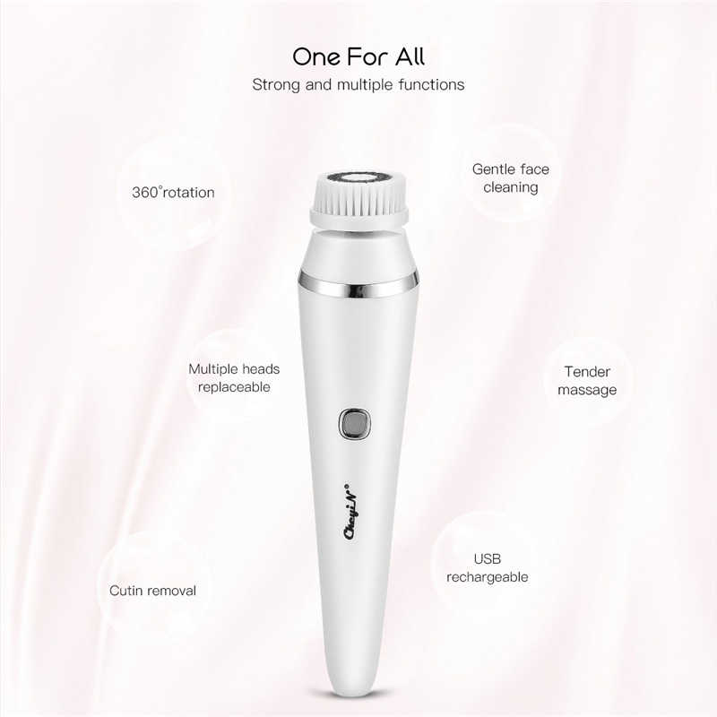 A - 4 in 1 Facial Cleansing Device Brush Set Rechargeable Spa Skin Care Exfoliator