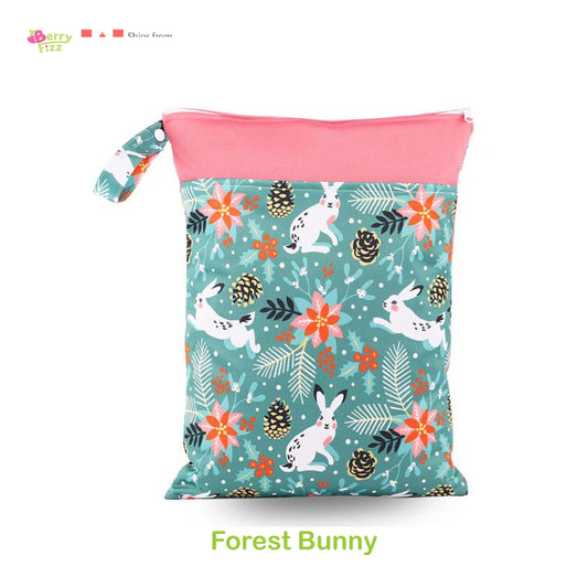 1pc Portable Wet Laundry Bag Double Zipper Waterproof Cloth Diapers Beach Gym Bags