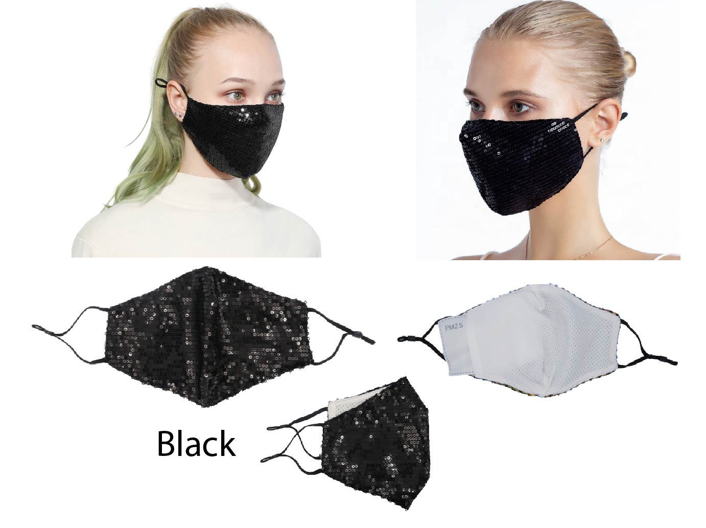 Sequin Face covering Cloth Facemask w/ filter Facemask for Adult