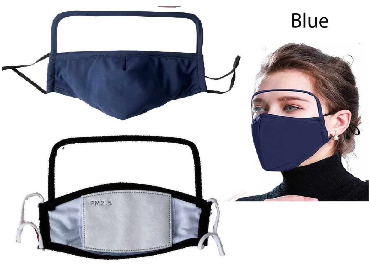 Cotton Face Shield Facemask Cloth face covering Black face mask w/ filter