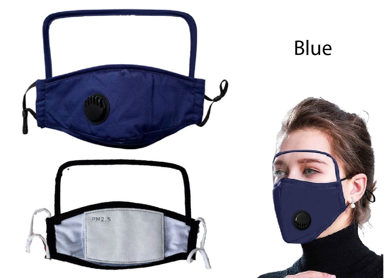 Cotton Face Shield Facemask Cloth face covering Black face mask w/ filter