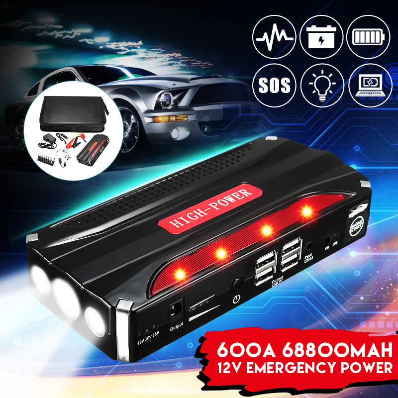 L - Car Jump Starter 68800mAh 4USB Portable Multifunction Rechargeable LED Emergency Battery