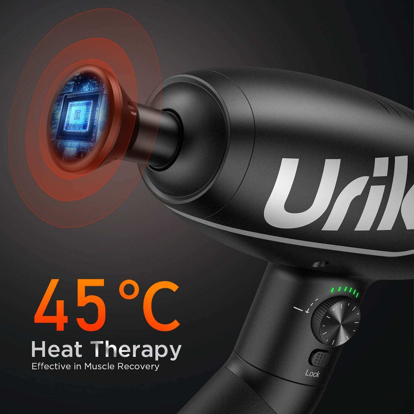 Urikar Pro 2 Heated Massage Gun 65W 3600rpm w/ Case 4 Modes 6 Speed 180° Rotate Grip Sport Massager