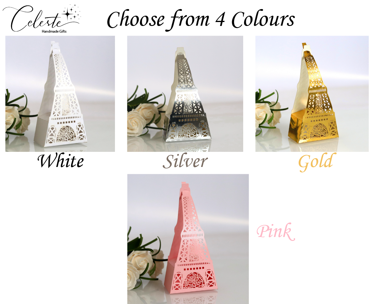 M - 20pc Eiffle Tower Party Favor Boxes Laser Cut Box Graduation Birthday Wedding Bridal Gift Favour