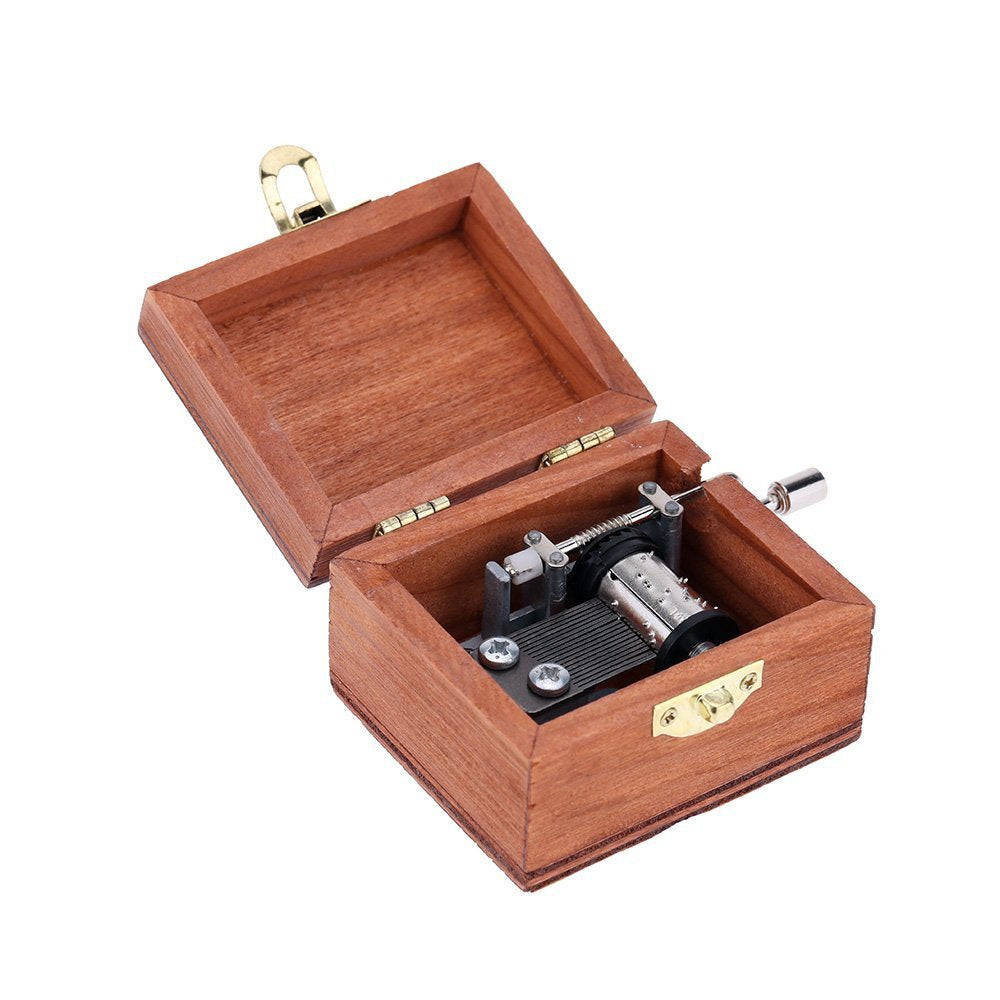 Wood Music Box Handwinde Fun Learning Frozen Eiffle Tower Black Castle Opera Butterfly Heart Lock