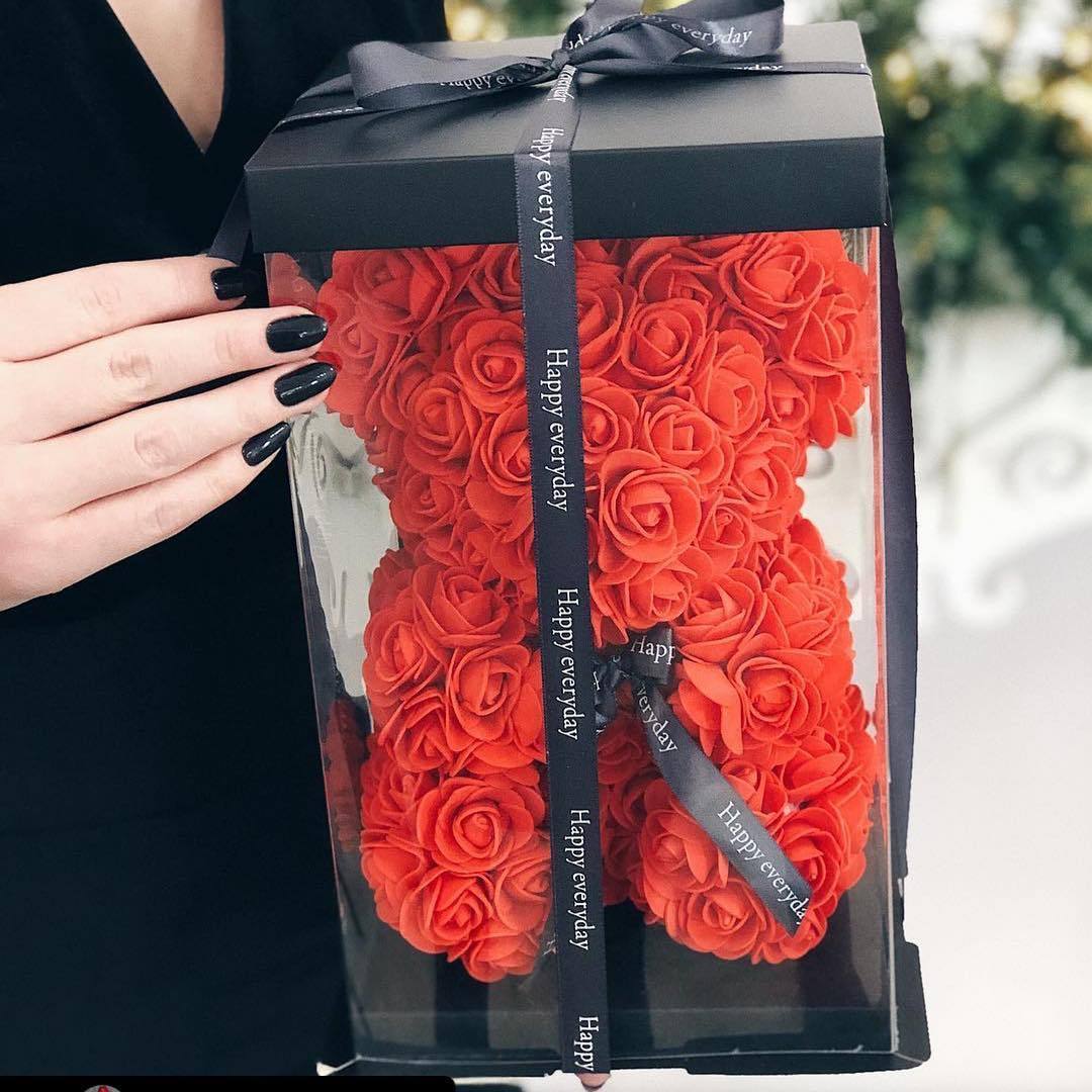 Eternal Rose Teddy Bear Mixed Colour Handmade Gift Graduation Wedding Birthday