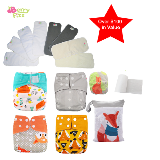 14pc Full Set Cloth Diaper Pocket & All-in-one AOI Pack Liner Wet Bag Mixed Inserts CUDDLE PACK