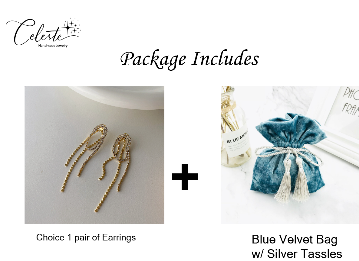 J - Crystal Rhinestone Tassel 18K Gold Plated Paper Clip Earrings Elegant Long Drop Earrings Jewelry