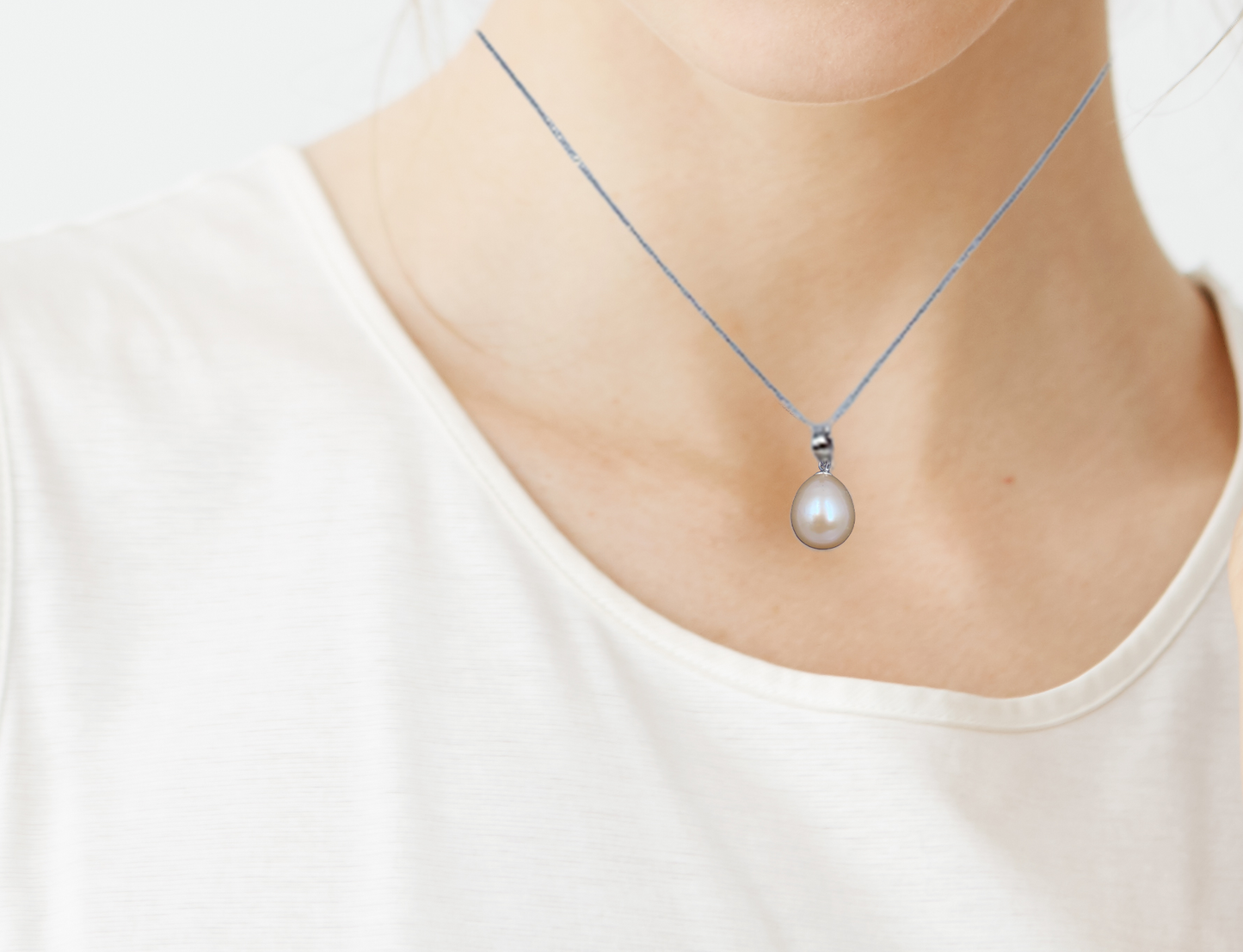 PA - Real Drop Pearl Pendant With 925 Sterling Silver Chain Necklace White, Pink, or Purple Celeste 925 Fresh Water Pearls Collection Sterling Silver gift box