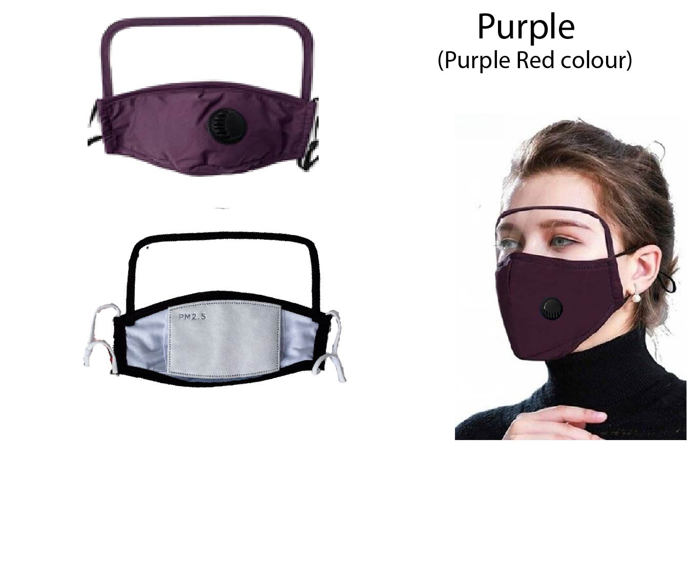 Cotton Face Shield Facemask Cloth face covering Black face mask w/ filter