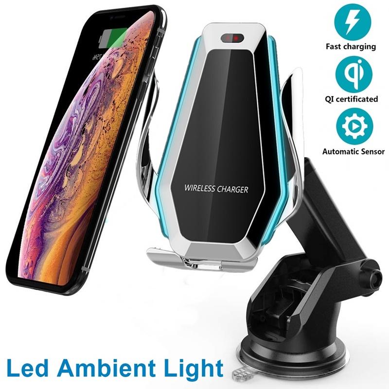 Wireless Phone Holder Car Charger Automatic Clamping Mount Charger Gold Silver Green Blue